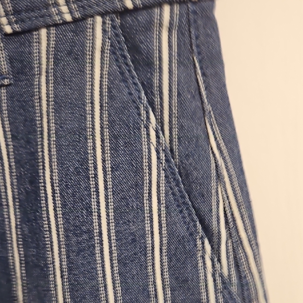 NYDJ Blue and White Striped Wide-Leg Chinos - Picture 4 of 8